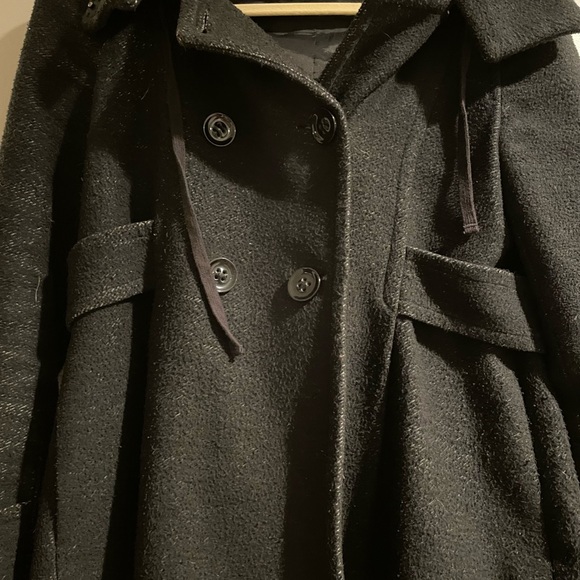 Theory wool button coat with hood - Picture 2 of 6